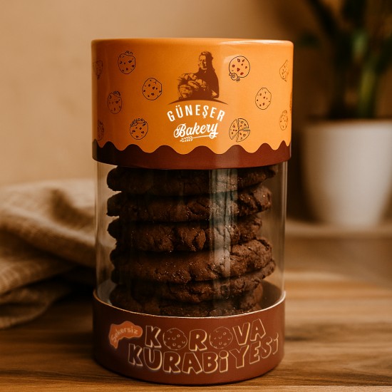 Korova Kurabiyeleri Şekersiz ( Damla Çikolatalı,Bitter Çikolatalı)